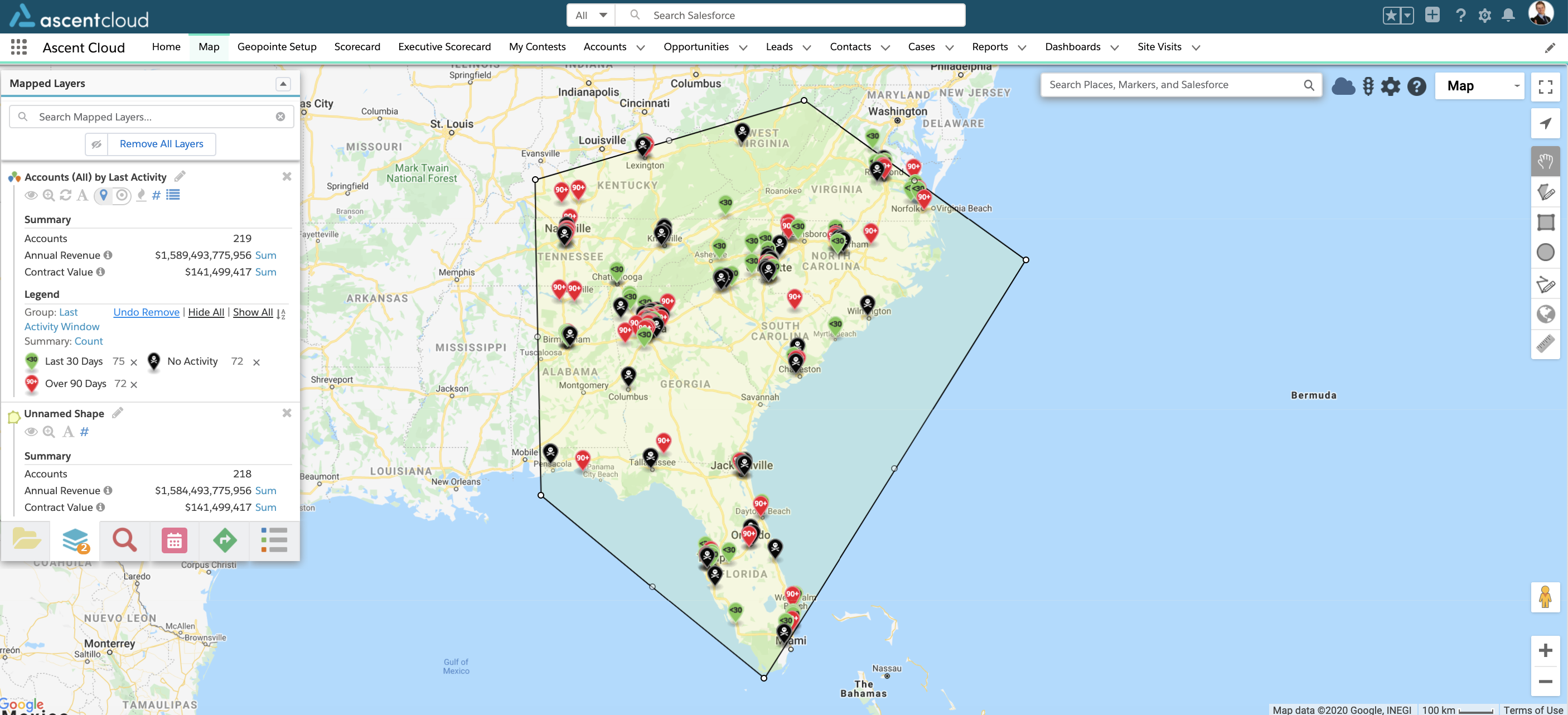 Geopointe search by last activity UI