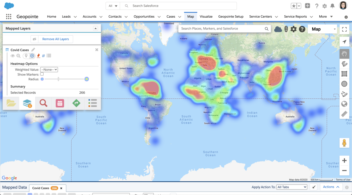 CSV World of Data Geopointe UI heat mapping