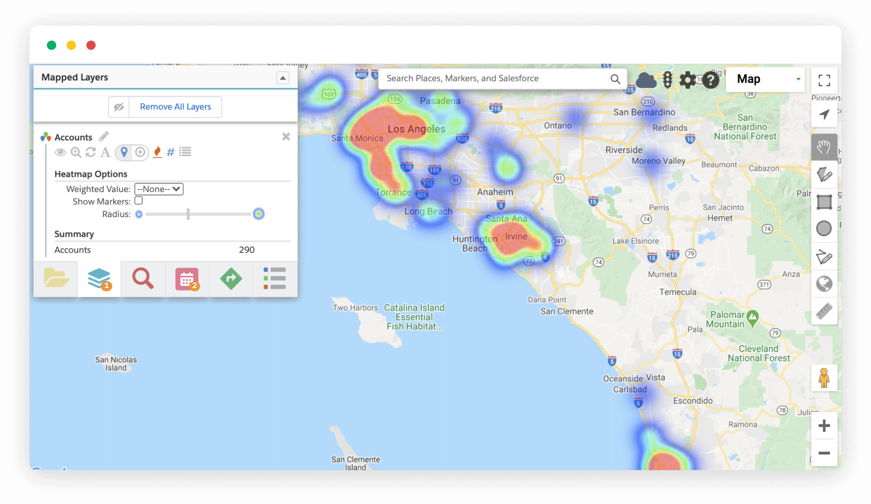 Territory Reassessment Trip Planning feature image heatmaps heat mapping UI