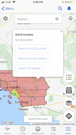 Data Analysis On the Go Geopointe Mobile App - search within a shape for targeted analysis