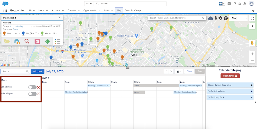 How To Use Geopointe for department managers and executives - Product Screenshot Geopointe Calendar-Based Scheduling view multiple calendars