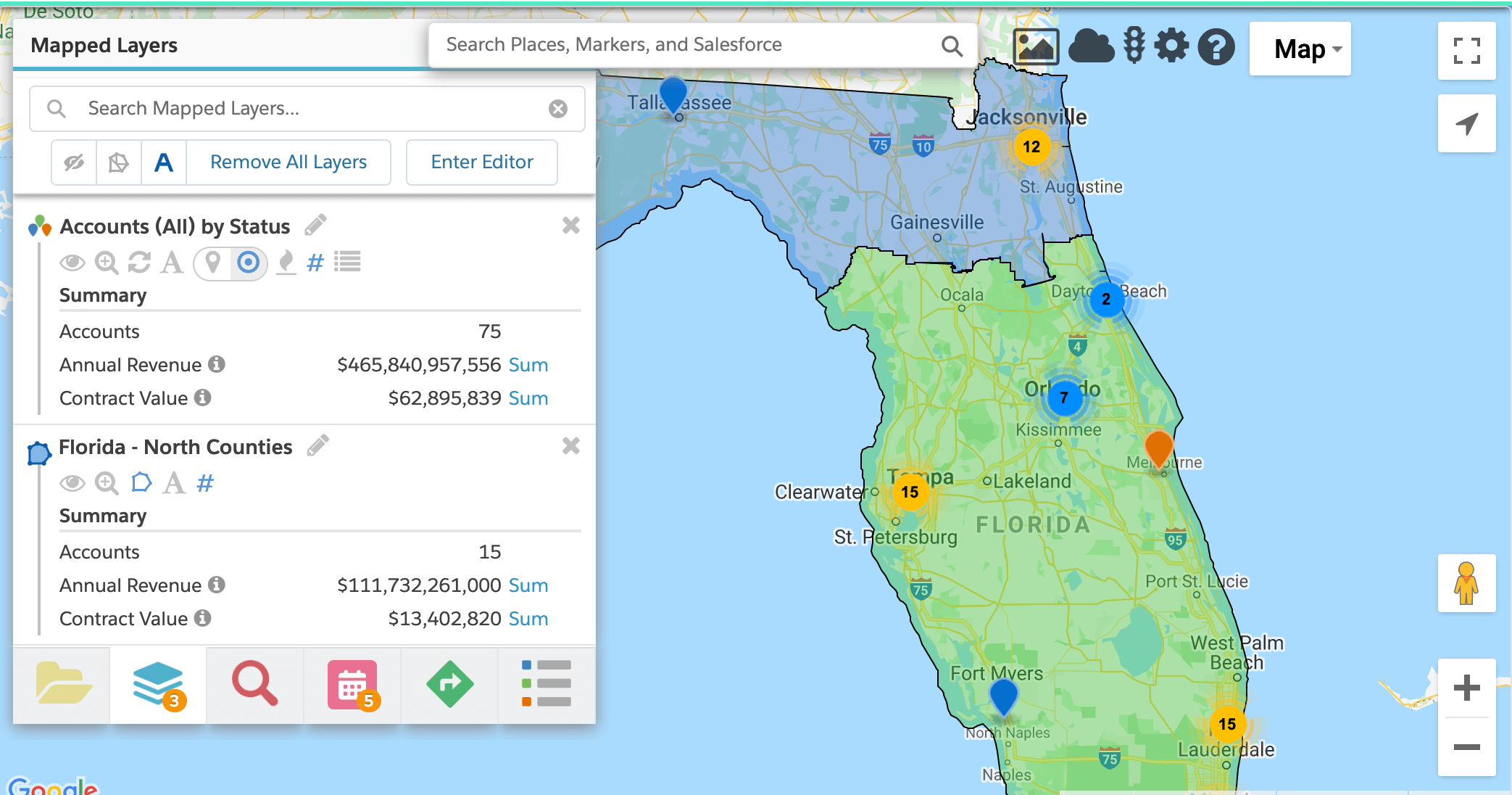 Geoanalytics marker clusters visualize data