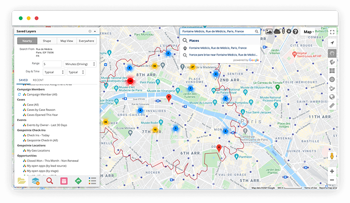 Geoanalytics search for nearby places radius