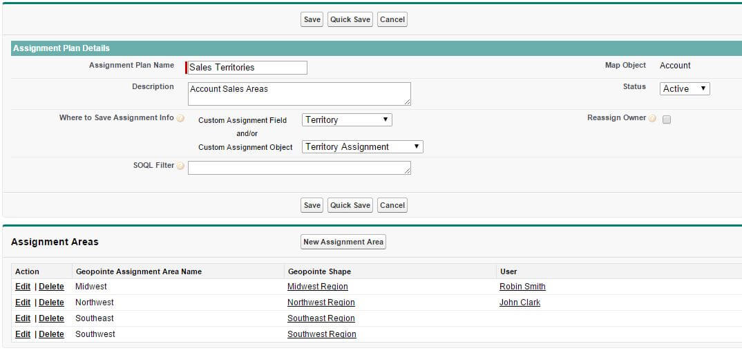 Assignment Plans set up with Assignment Areas